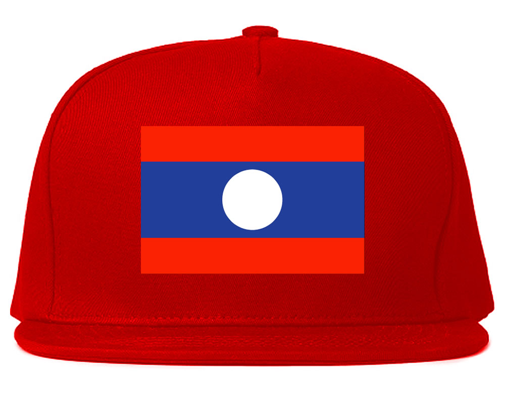 Laos Flag Country Printed Snapback Hat Cap Red