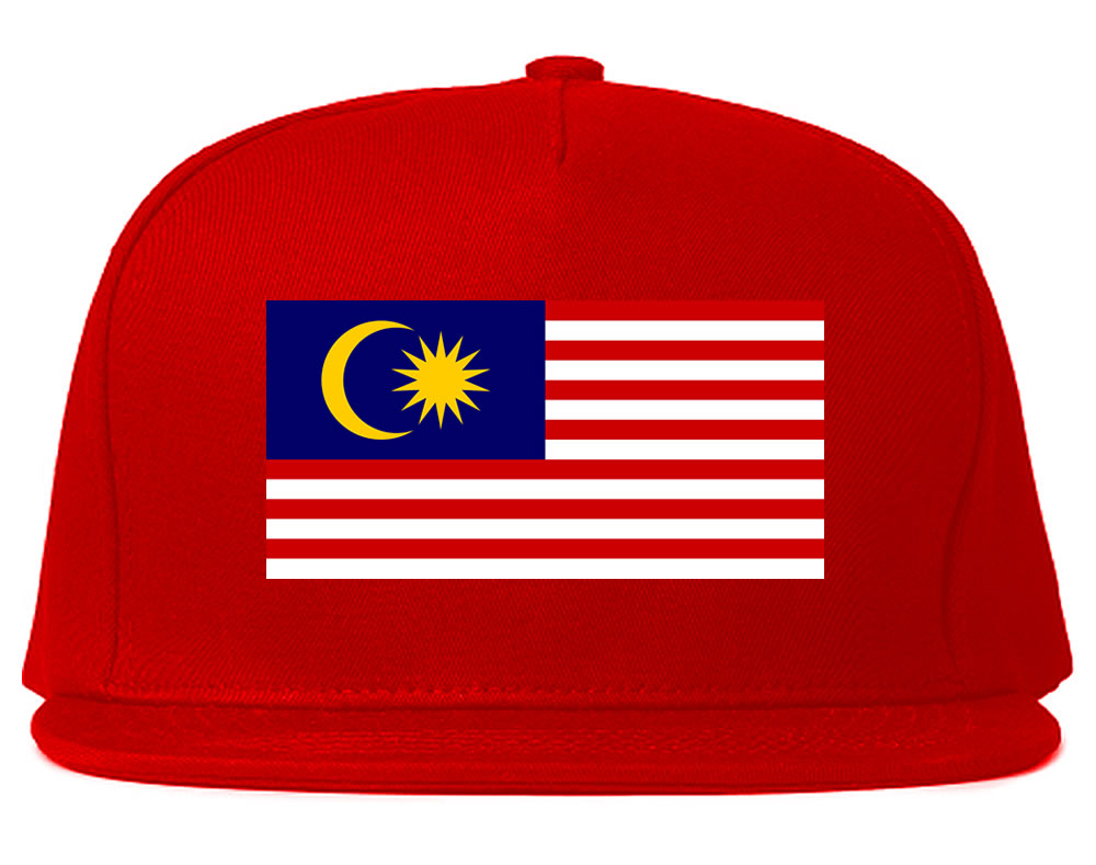 Malaysia Flag Country Printed Snapback Hat Cap Red