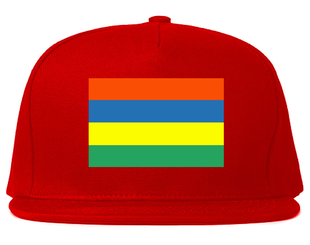 Mauritius Flag Country Printed Snapback Hat Cap Red