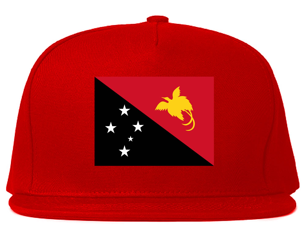 New Guinea Flag Country Printed Snapback Hat Cap Red