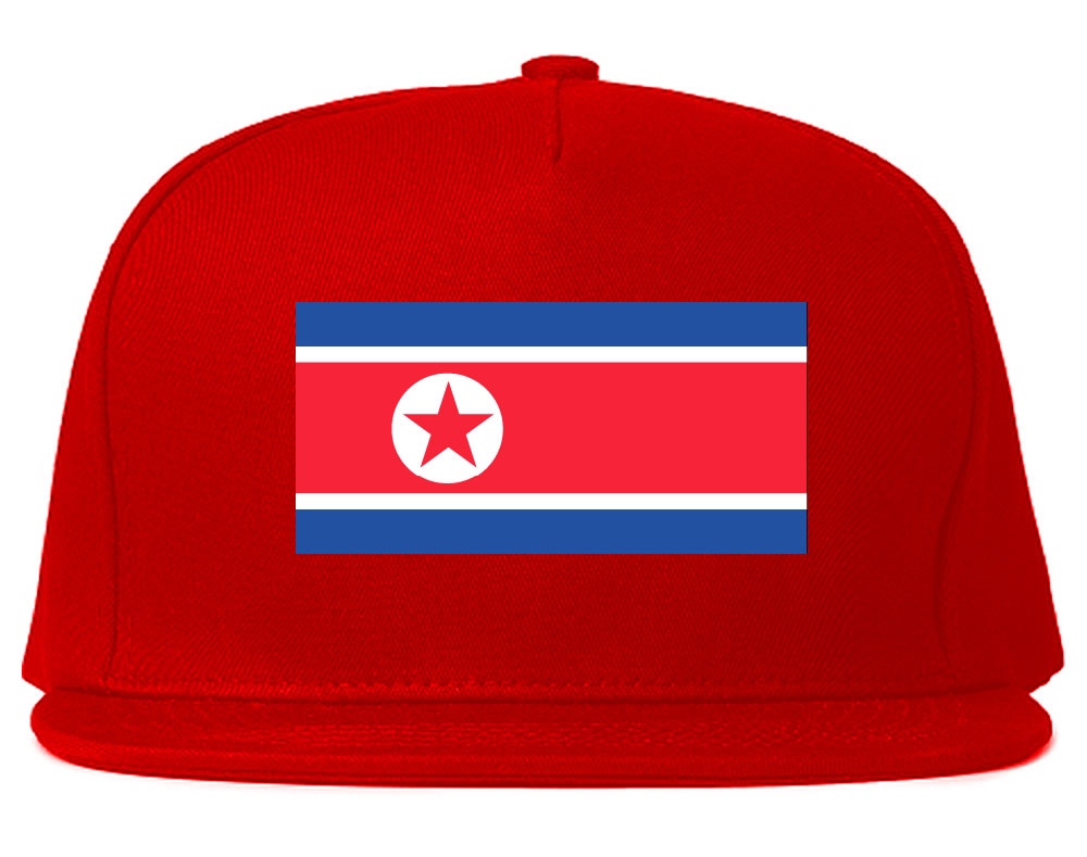 North Korea Flag Country Printed Snapback Hat Cap Red