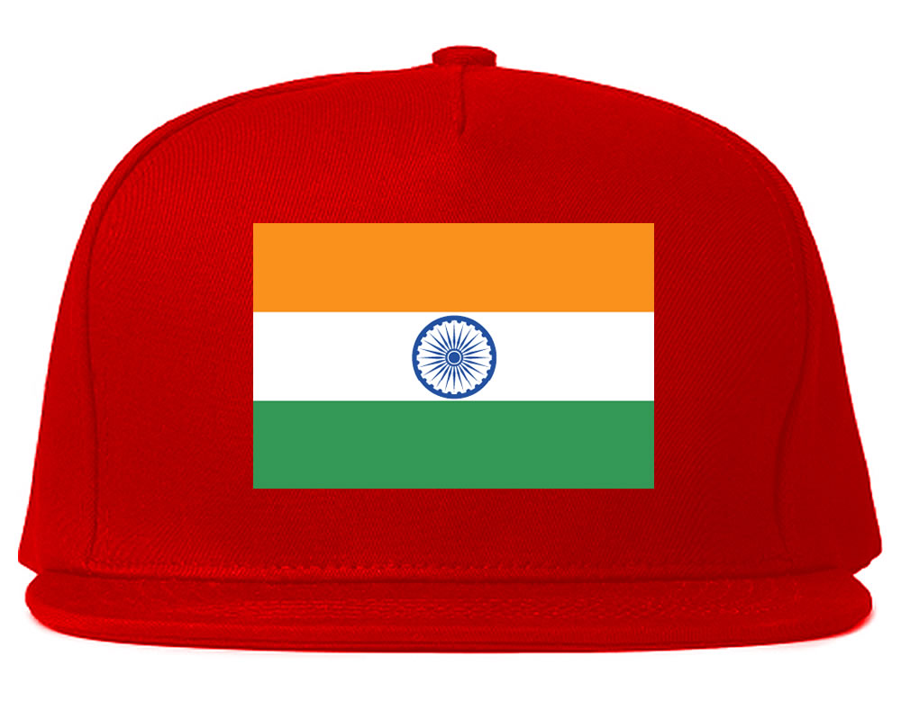 India Flag Country Printed Snapback Hat Cap Red