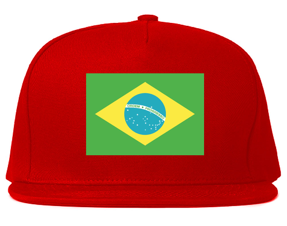Brazil Flag Country Printed Snapback Hat Cap Red