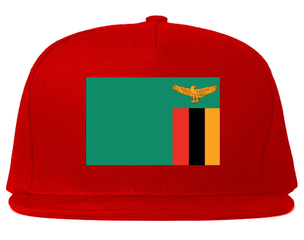 Zambia Flag Country Printed Snapback Hat Cap Red