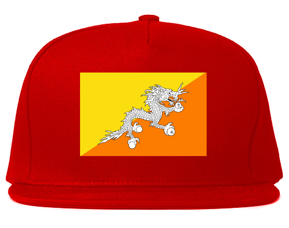Bhutan Flag Country Printed Snapback Hat Cap Red