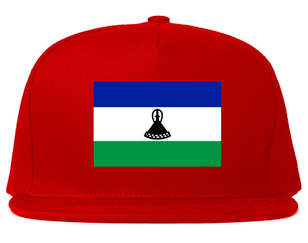 Lesotho Flag Country Printed Snapback Hat Cap Red