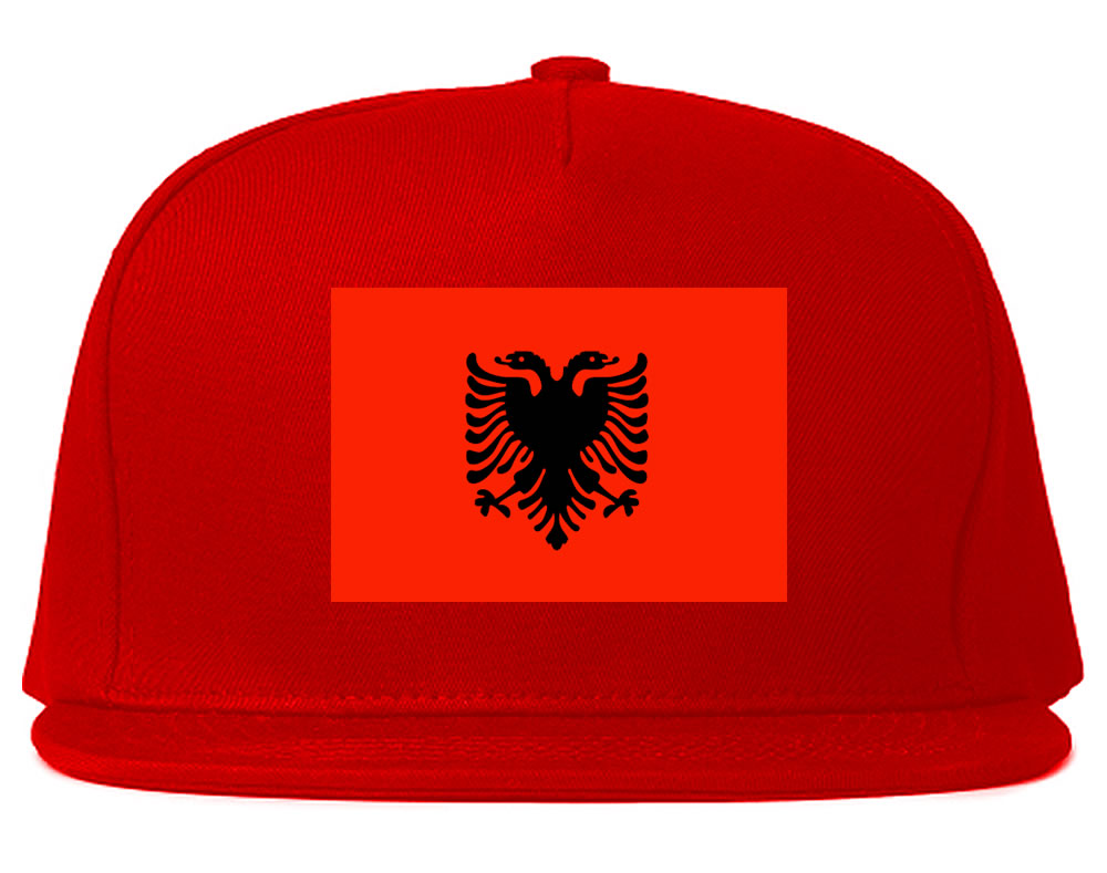 Albania Flag Country Printed Snapback Hat Cap Red