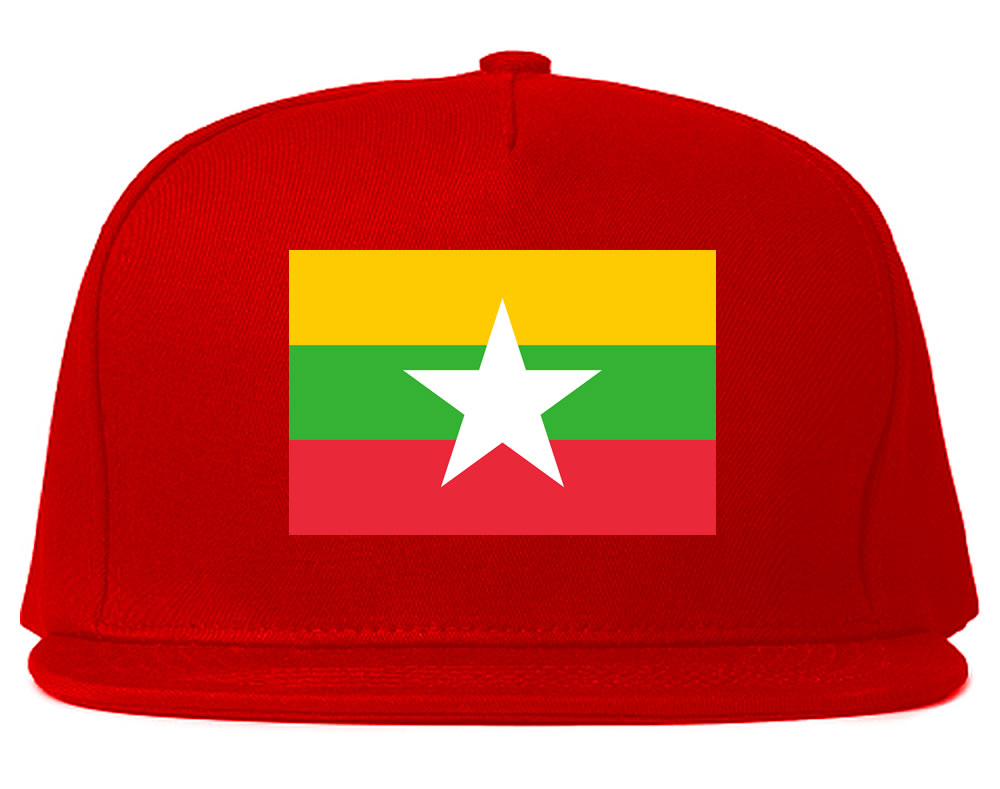 Myanmar Flag Country Printed Snapback Hat Cap Red