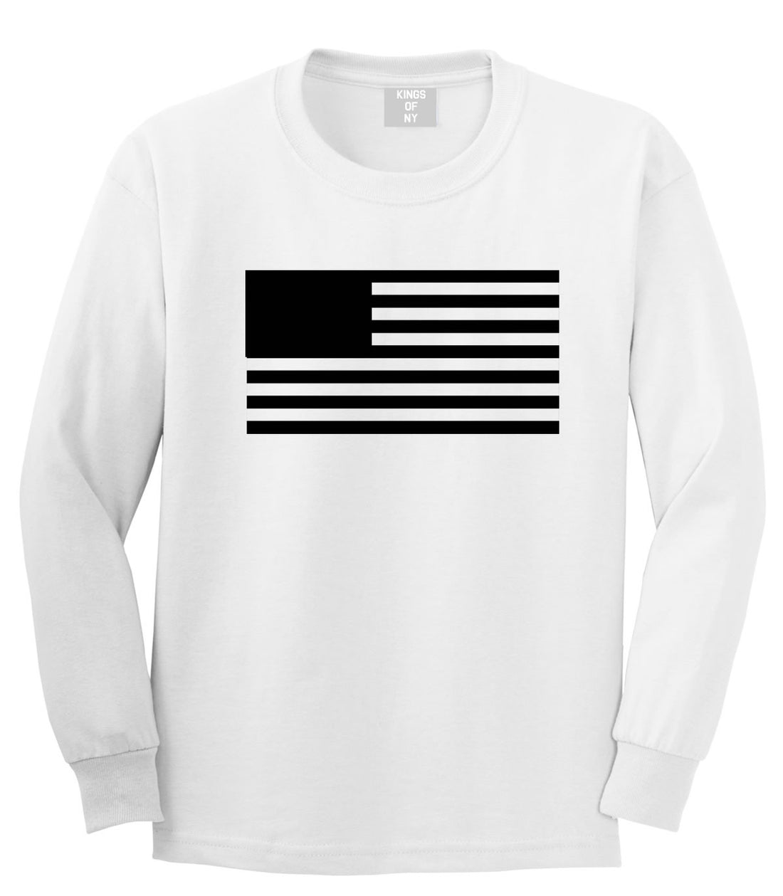 Kings Of NY American Flag Goth Style Long Sleeve T-Shirt in White
