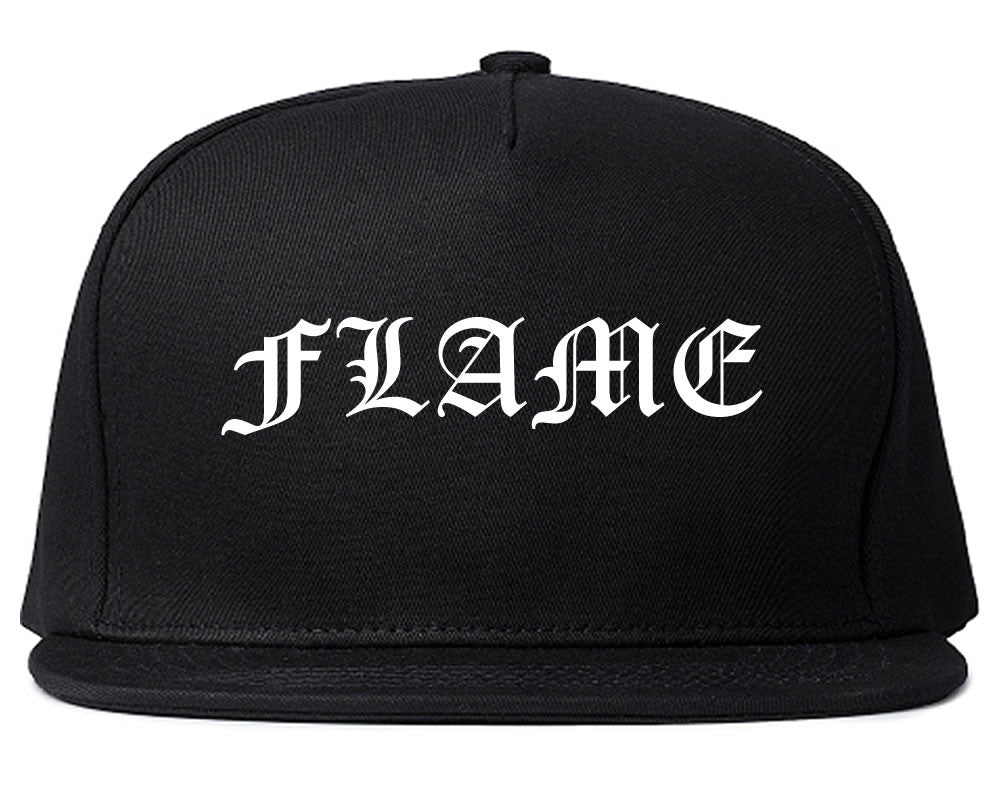 Flames of Fire Gold Frame Snapback Hat in Black By Kings Of NY