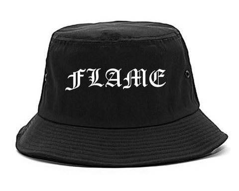 Flames of Fire Gold Frame Bucket Hat in Black By Kings Of NY