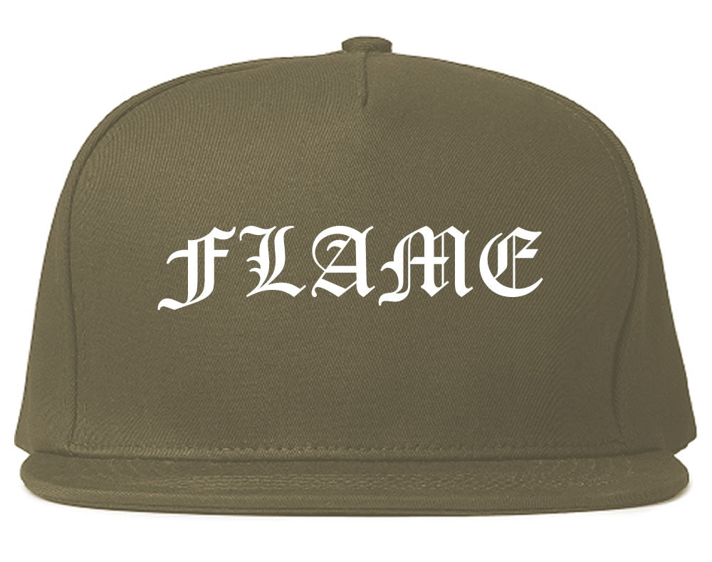 Flames of Fire Gold Frame Snapback Hat in Grey By Kings Of NY