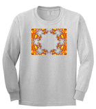 Flames of Fire Gold Frame Long Sleeve T-Shirt in Grey By Kings Of NY