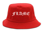 Flames of Fire Gold Frame Bucket Hat in Red By Kings Of NY