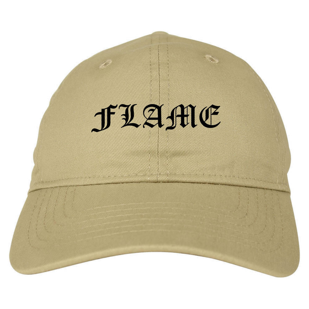 Flames of Fire Gold Frame Dad Hat in Tan By Kings Of NY