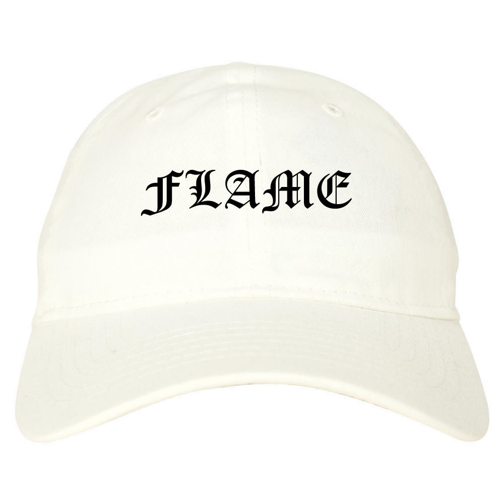 Flames of Fire Gold Frame Dad Hat in White By Kings Of NY