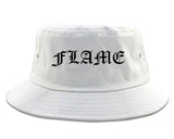 Flames of Fire Gold Frame Bucket Hat in White By Kings Of NY