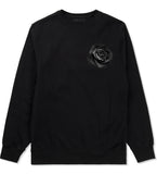 Black Noir Rose Flower Chest Logo Crewneck Sweatshirt in Black By Kings Of NY
