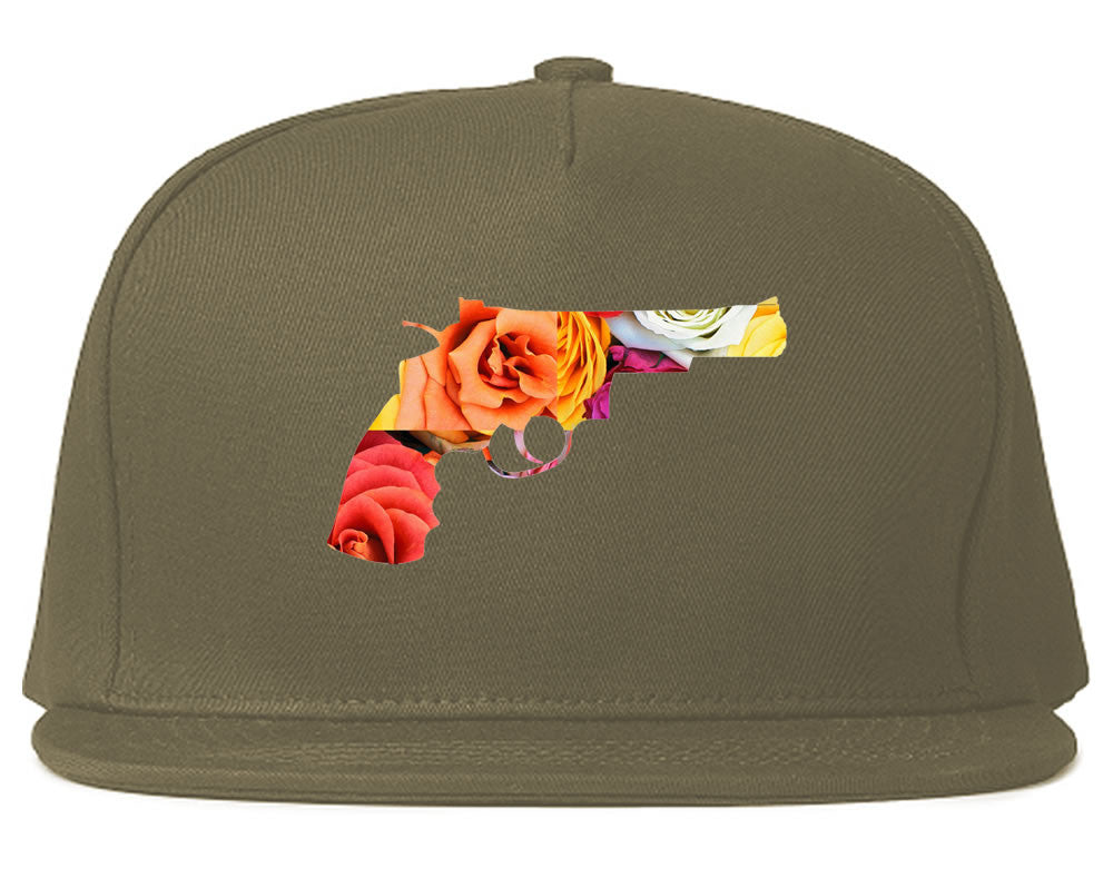 Floral Gun Flower Print Colt 45 Revolver Snapback Hat By Kings Of NY