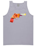 Floral Gun Flower Print Colt 45 Revolver Tank Top In Grey by Kings Of NY