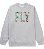 FLY Flamingo Print Summer Wild Society Crewneck Sweatshirt In Grey by Kings Of NY