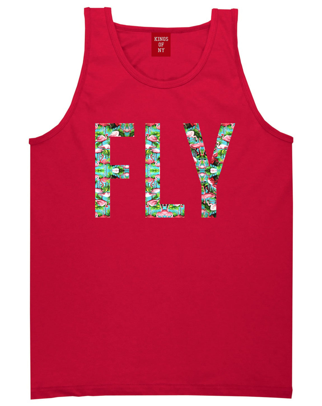 FLY Flamingo Print Summer Wild Society Tank Top In Red by Kings Of NY