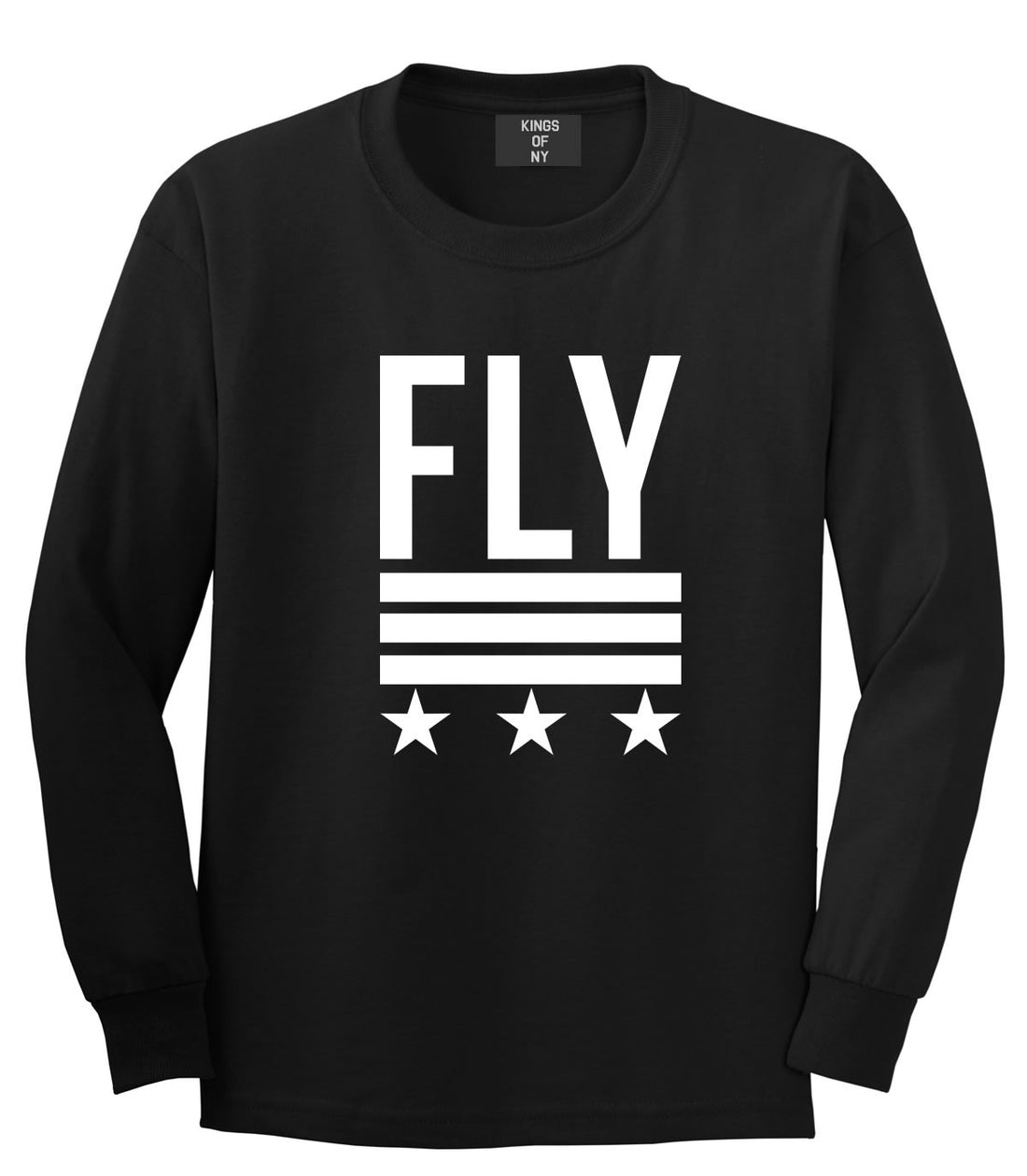 Kings Of NY Fly Stars Long Sleeve T-Shirt in Black
