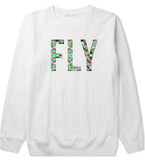 FLY Flamingo Print Summer Wild Society Crewneck Sweatshirt in White by Kings Of NY