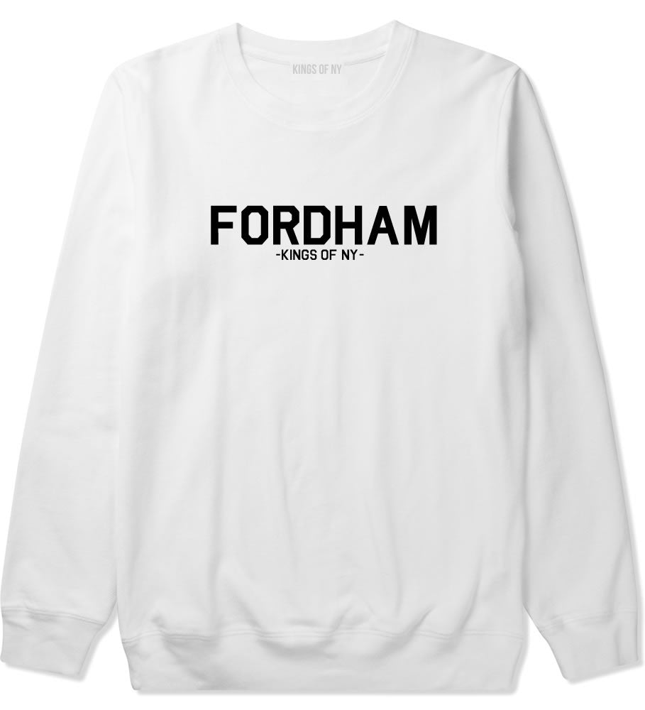 Fordham Road Bronx New York Crewneck Sweatshirt in White