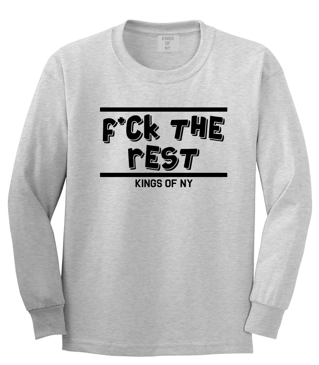 Fck The Rest Middle Finger Long Sleeve T-Shirt in Grey