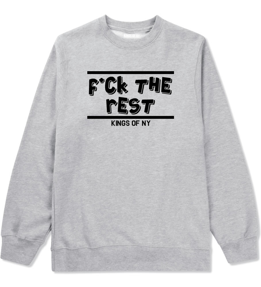 Fck The Rest Middle Finger Crewneck Sweatshirt in Grey