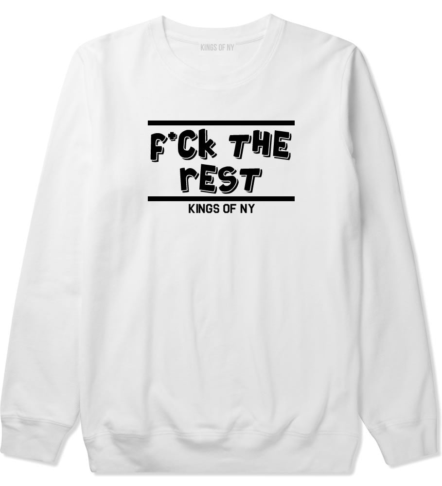 Fck The Rest Middle Finger Crewneck Sweatshirt in White