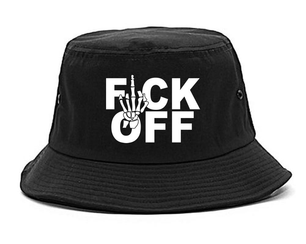 FCK OFF Skeleton Hand Bucket Hat in Black by Kings Of NY