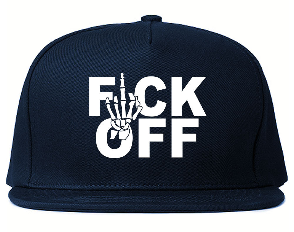 FCK OFF Skeleton Hand Snapback Hat in Blue by Kings Of NY