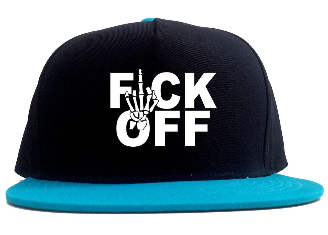 FCK OFF Skeleton Hand 2 Tone Snapback Hat in Black and Blue by Kings Of NY
