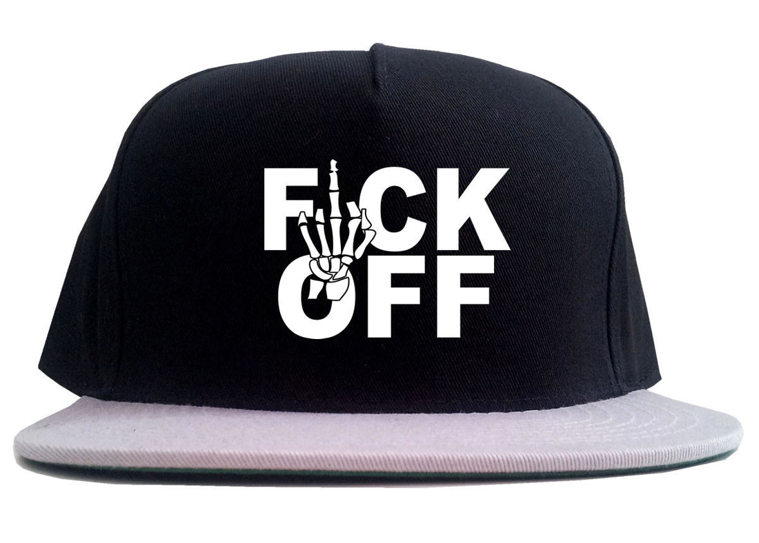 FCK OFF Skeleton Hand 2 Tone Snapback Hat in Black and Grey by Kings Of NY