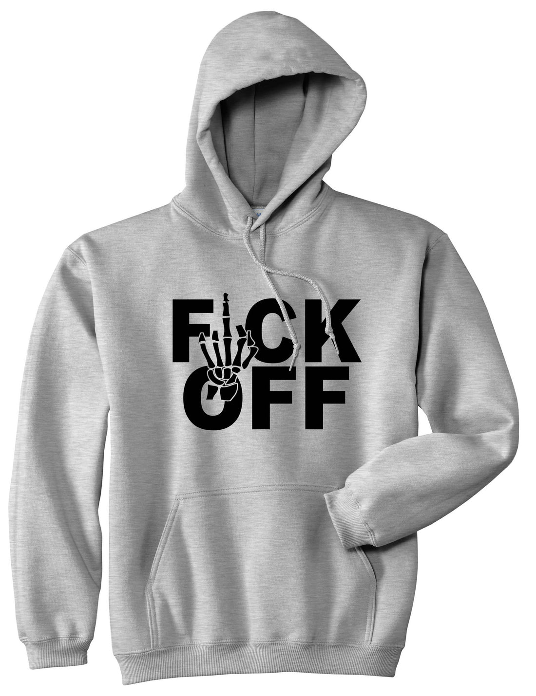 FCK OFF Skeleton Hand Boys Kids Pullover Hoodie Hoody in Grey by Kings Of NY