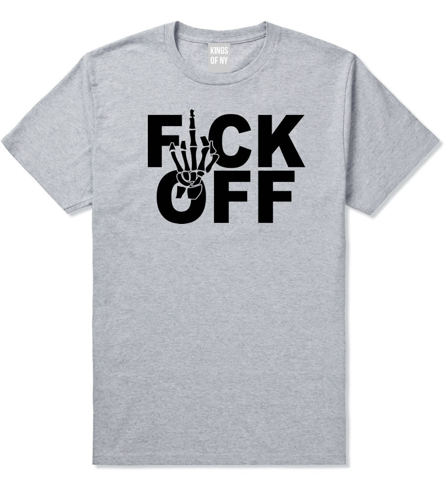 FCK OFF Skeleton Hand T-Shirt in Grey by Kings Of NY