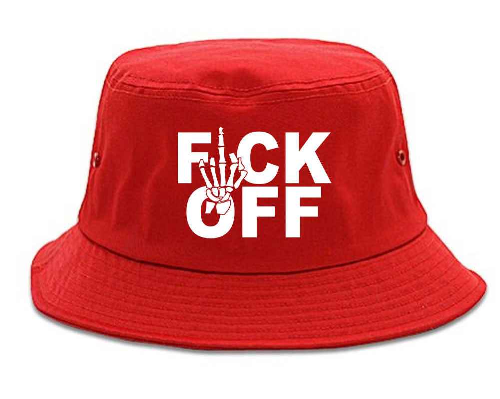 FCK OFF Skeleton Hand Bucket Hat in Red by Kings Of NY