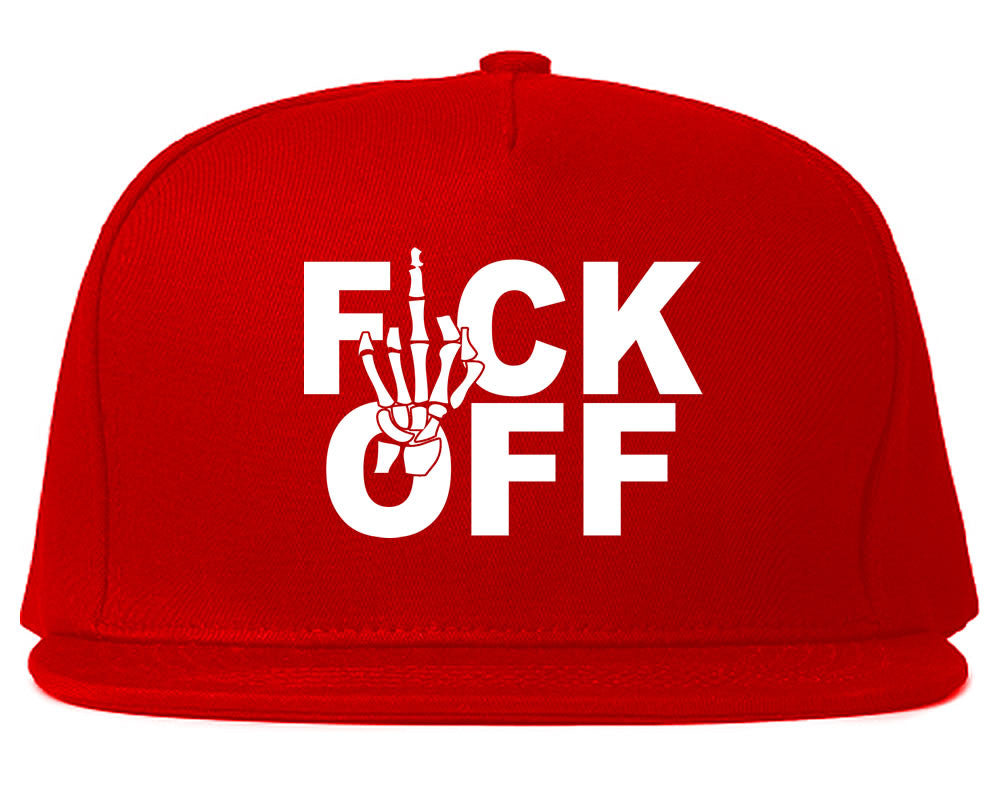 FCK OFF Skeleton Hand Snapback Hat in Red by Kings Of NY