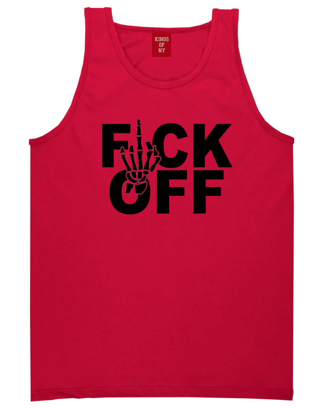 FCK OFF Skeleton Hand Tank Top in Red by Kings Of NY