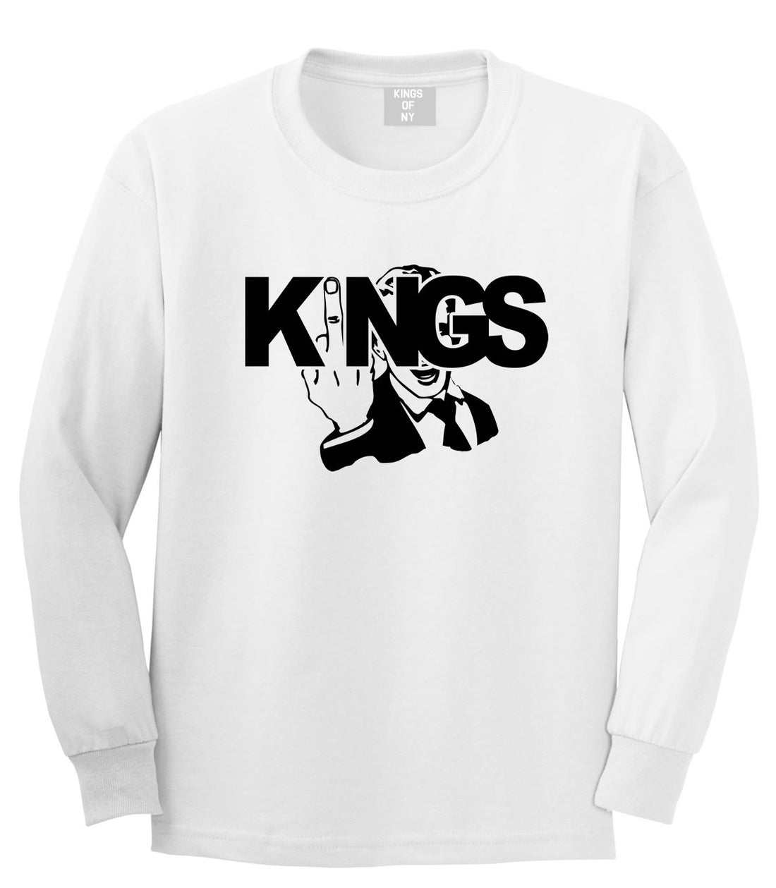 KINGS Middle Finger Long Sleeve T-Shirt in White