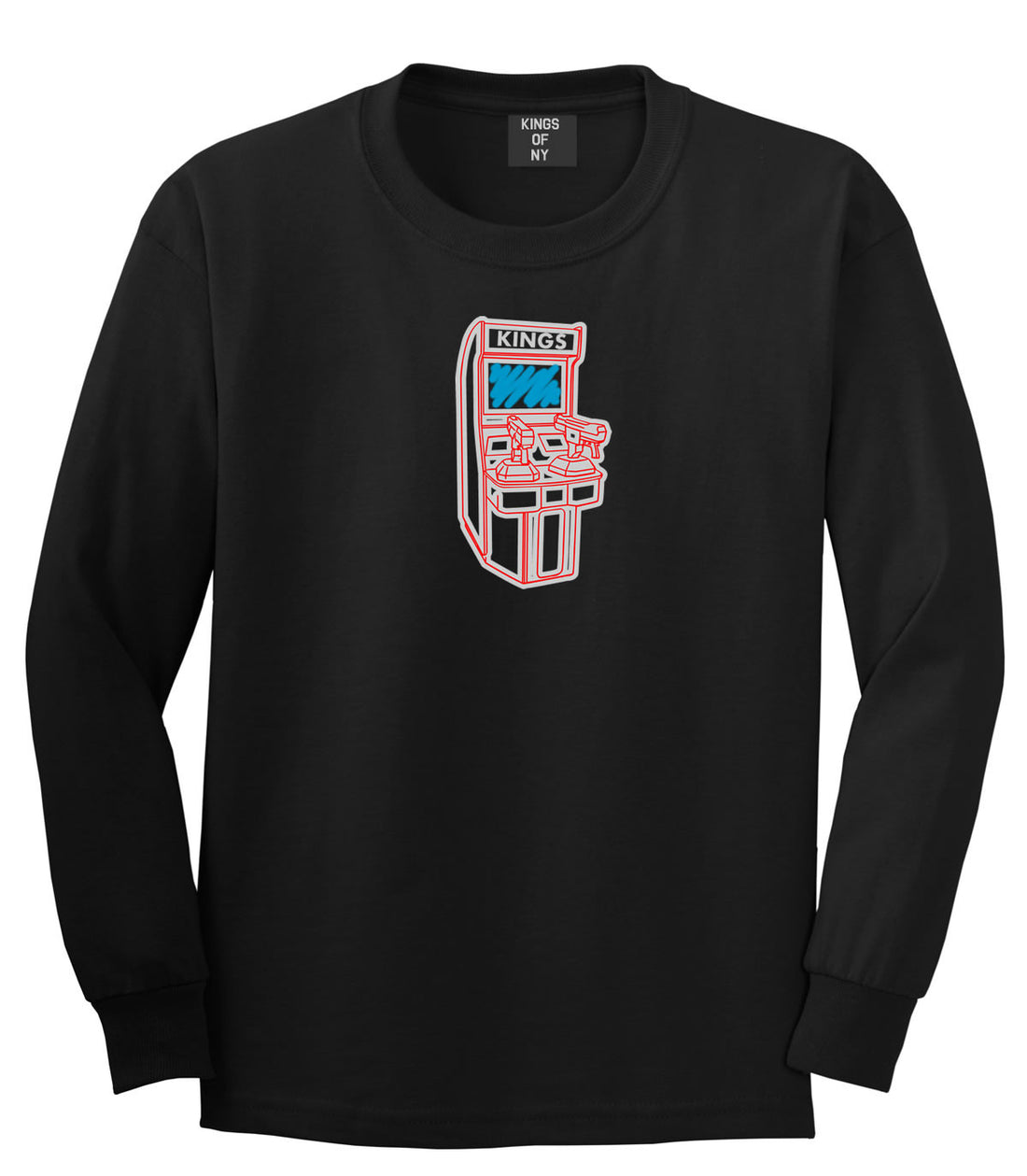 Arcade Game Gamer Long Sleeve T-Shirt in Black By Kings Of NY