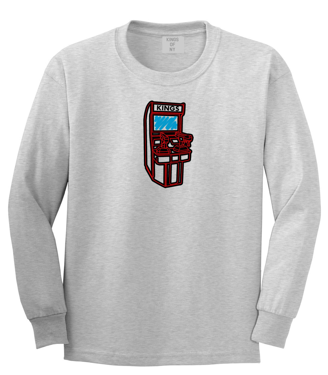 Arcade Game Gamer Long Sleeve T-Shirt in Grey By Kings Of NY