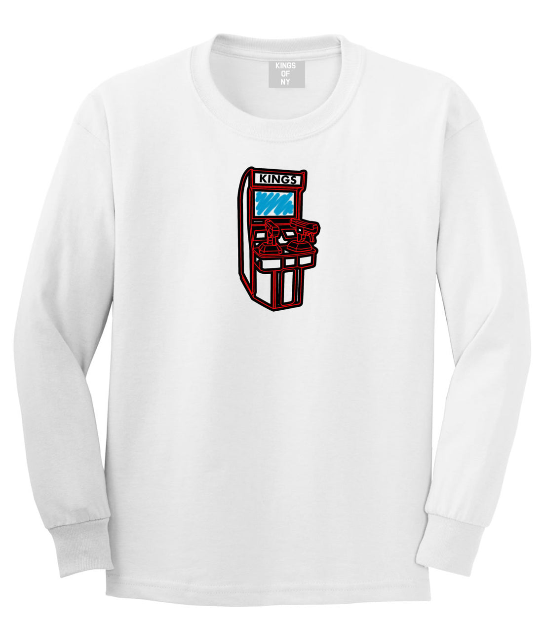 Arcade Game Gamer Long Sleeve T-Shirt in White By Kings Of NY