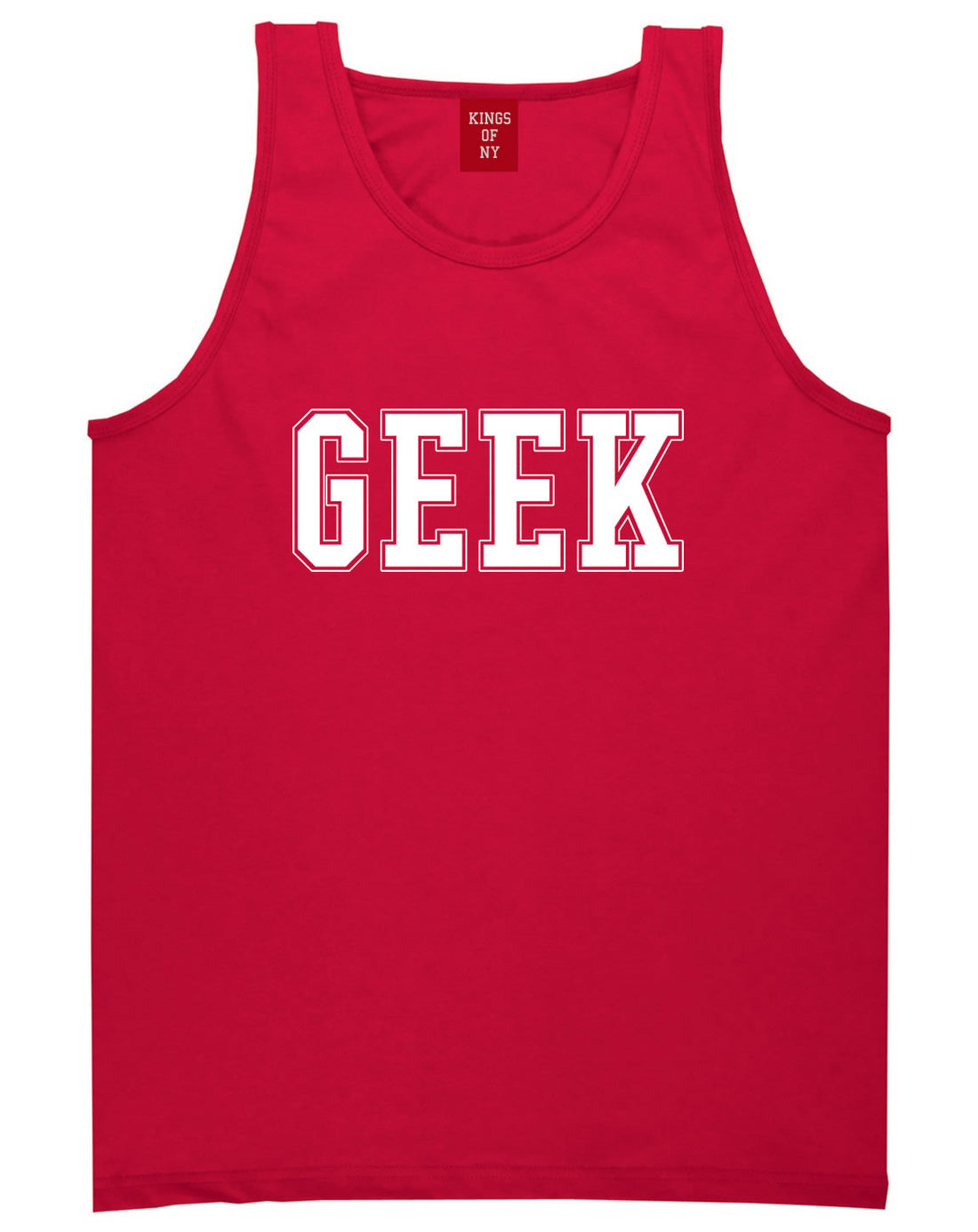 Geek College Style Tank Top in Red By Kings Of NY