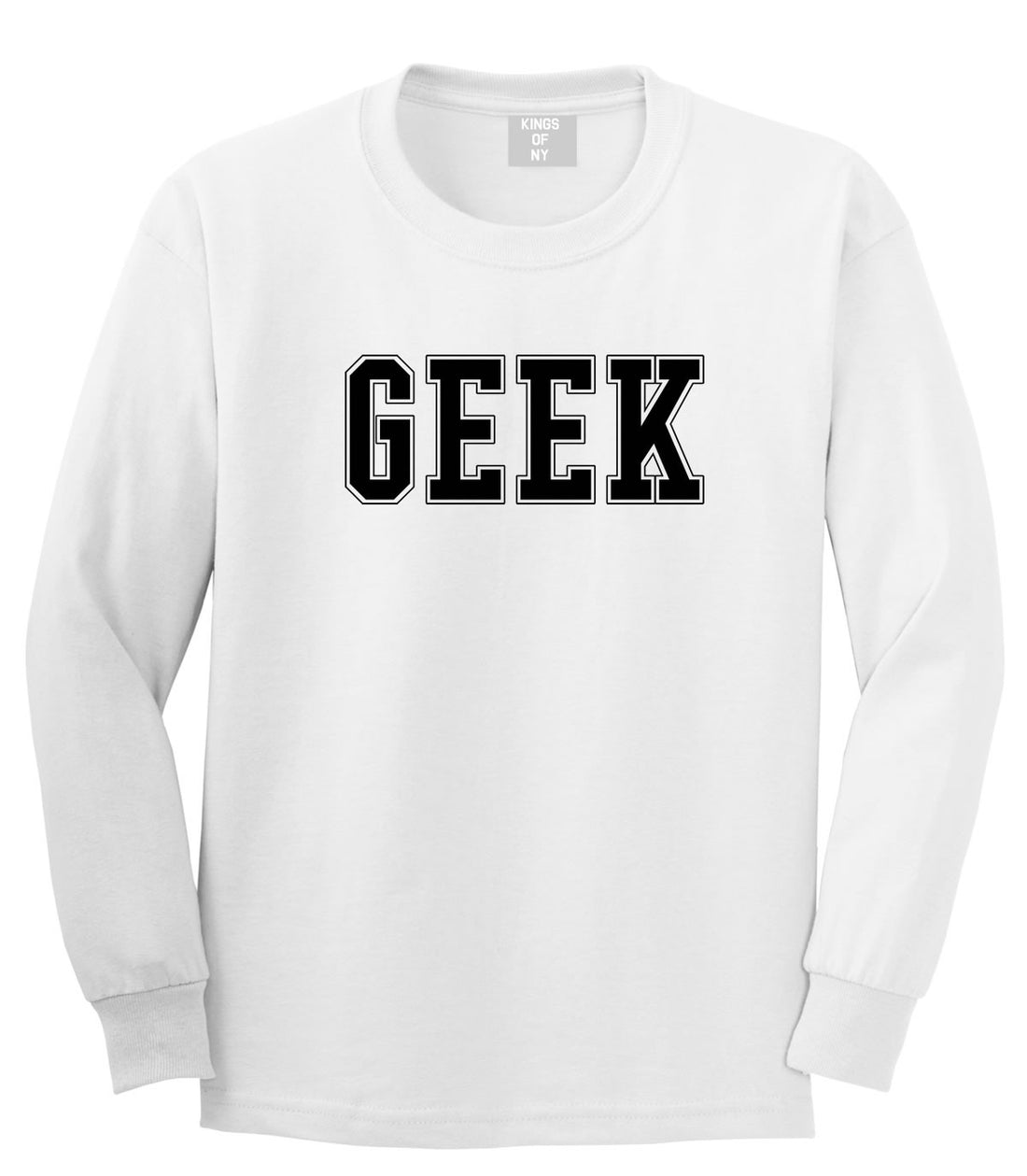 Geek College Style Long Sleeve T-Shirt in White By Kings Of NY