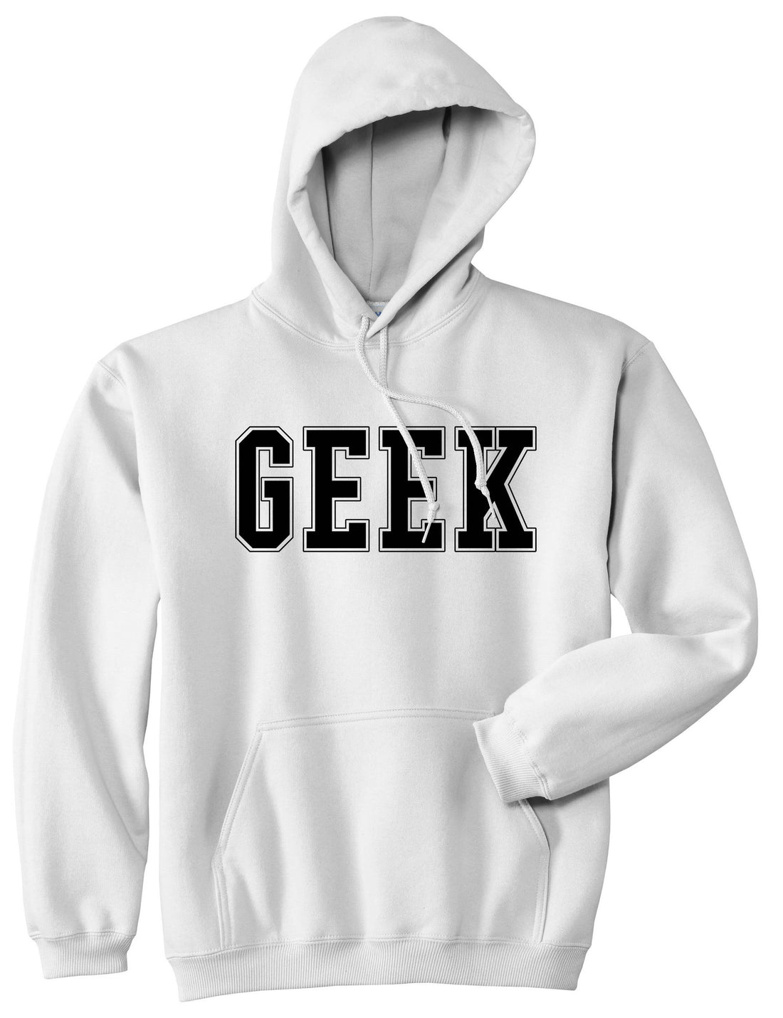 Geek College Style Pullover Hoodie in White By Kings Of NY