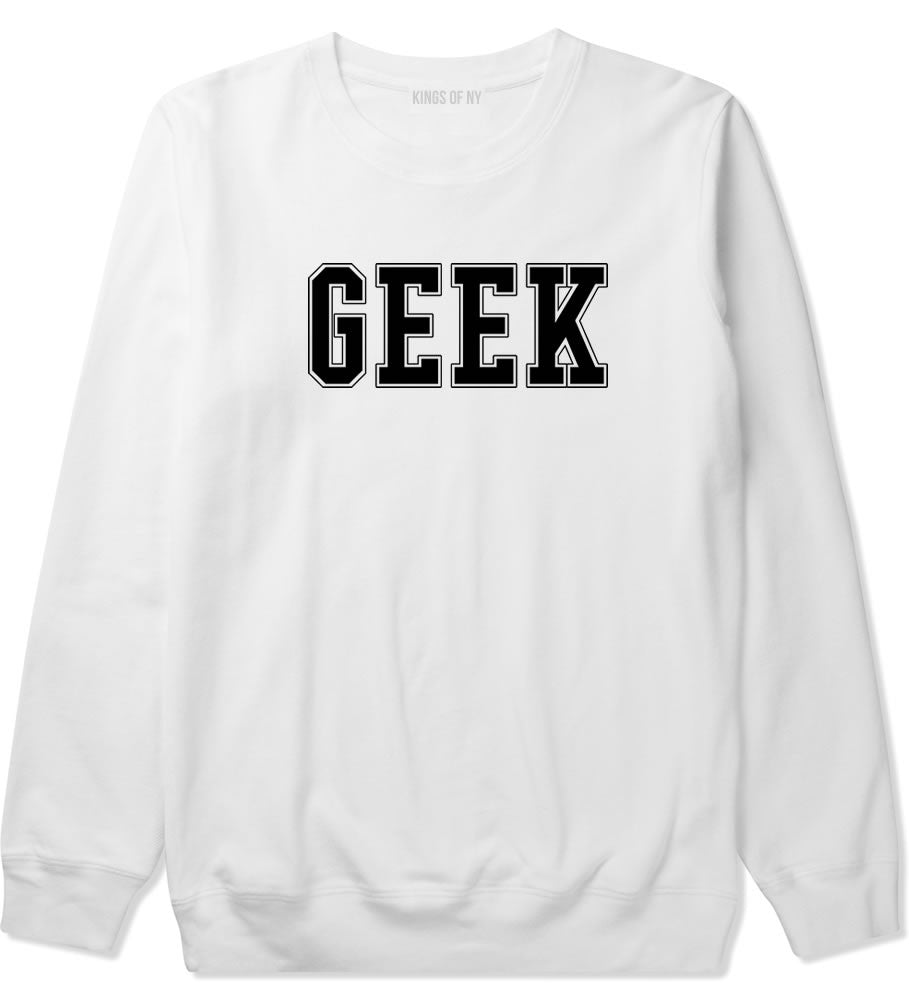 Geek College Style Boys Kids Crewneck Sweatshirt in White By Kings Of NY