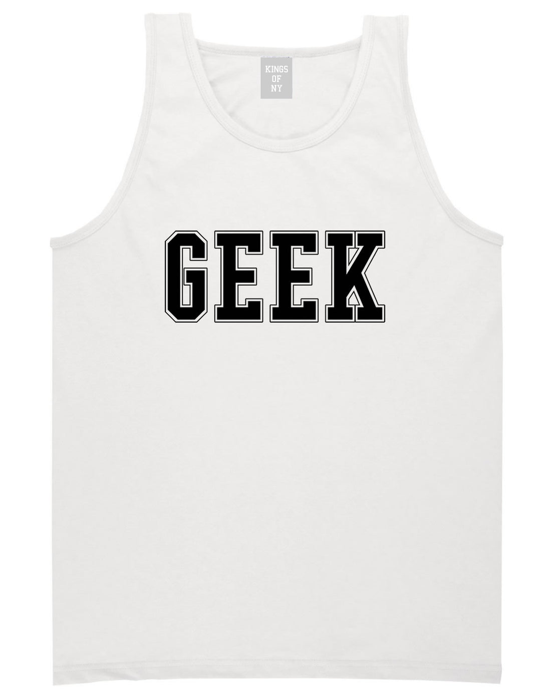 Geek College Style Tank Top in White By Kings Of NY